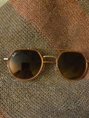 Ray-Ban Gold Frame Sunglasses with Brown Gradient Lenses